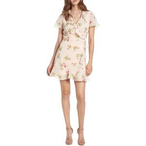 Lush Chiffon Floral Wrap Dress – Blush (Size S)
